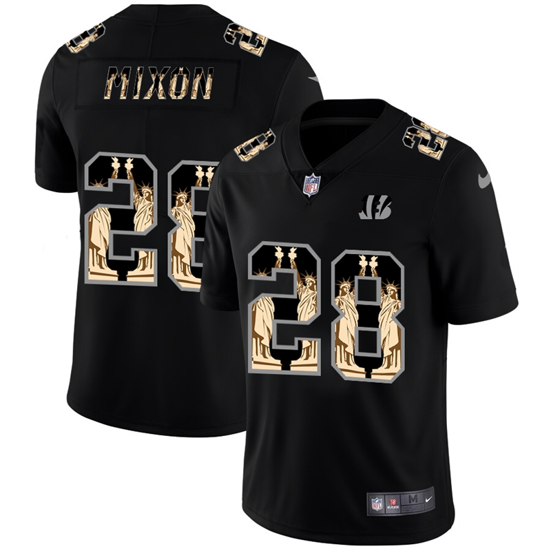 Nike Bengals 28 Joe Mixon Black Statue Of Liberty Limited Jersey