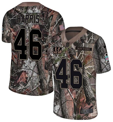 Nike Bengals #46 Clark Harris Camo Men's Stitched NFL Limited Rush Realtree Jersey