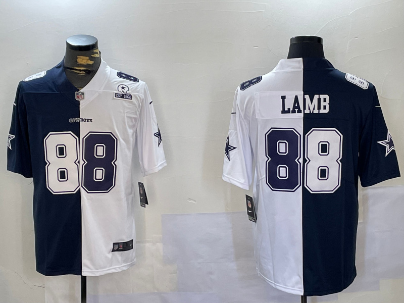 Men's Dallas Cowboys #88 CeeDee Lamb Navy And White Split Stitched Jersey 2