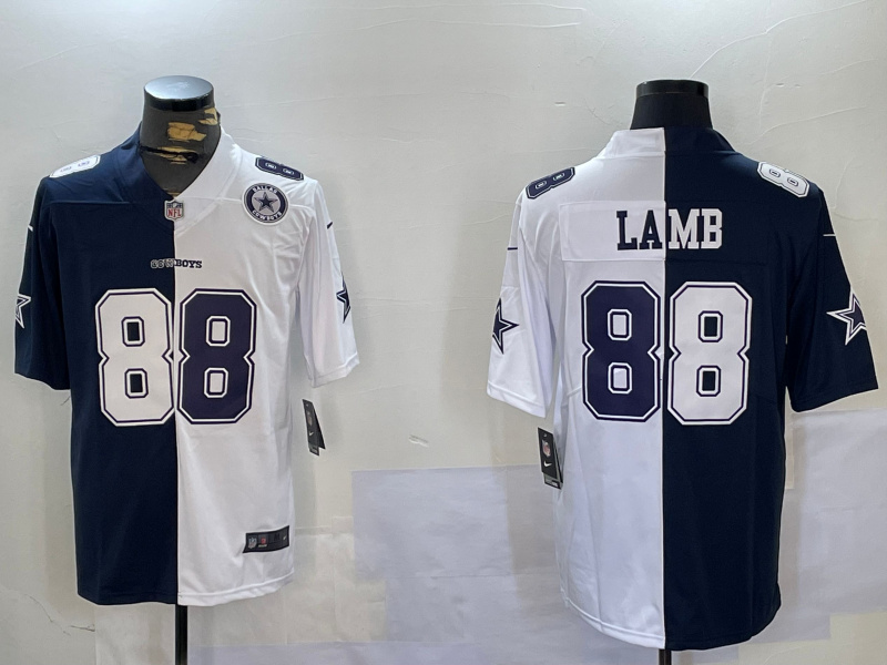 Men's Dallas Cowboys #88 CeeDee Lamb Navy And White Split Stitched Jersey 1