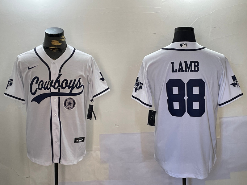 Men's Dallas Cowboys #88 CeeDee Lamb White 2022 Olive Salute To Service Cool Base Stitched Baseball Jersey 5