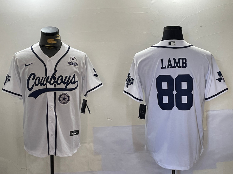 Men's Dallas Cowboys #88 CeeDee Lamb White 2022 Olive Salute To Service Cool Base Stitched Baseball Jersey 3