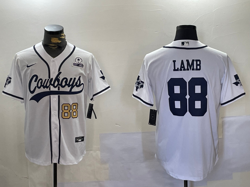Men's Dallas Cowboys #88 CeeDee Lamb White 2022 Olive Salute To Service Cool Base Stitched Baseball Jersey 2