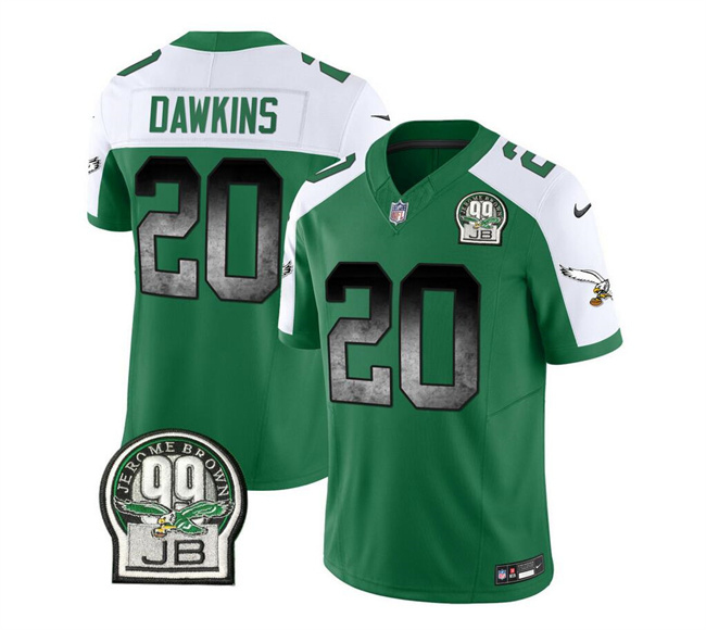 Men's Philadelphia Eagles #20 Brian Dawkins Green White 2023 F.U.S.E. Throwback Vapor Untouchable Limited Stitched Football Jersey