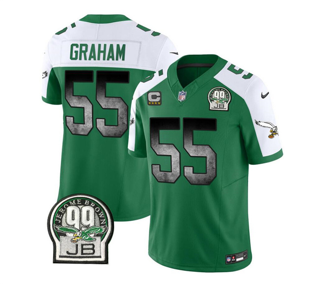 Men's Philadelphia Eagles #55 Brandon Graham Green White 2023 F.U.S.E. With 4-Star C Patch Throwback Vapor Untouchable Limited Stitched Football Jersey
