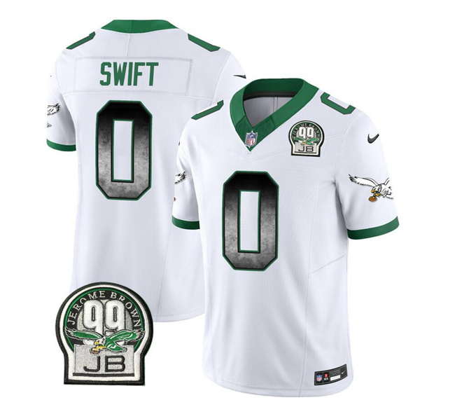 Men's Philadelphia Eagles #0 D'Andre Swift White 2023 F.U.S.E. Throwback Vapor Untouchable Limited Stitched Football Jersey