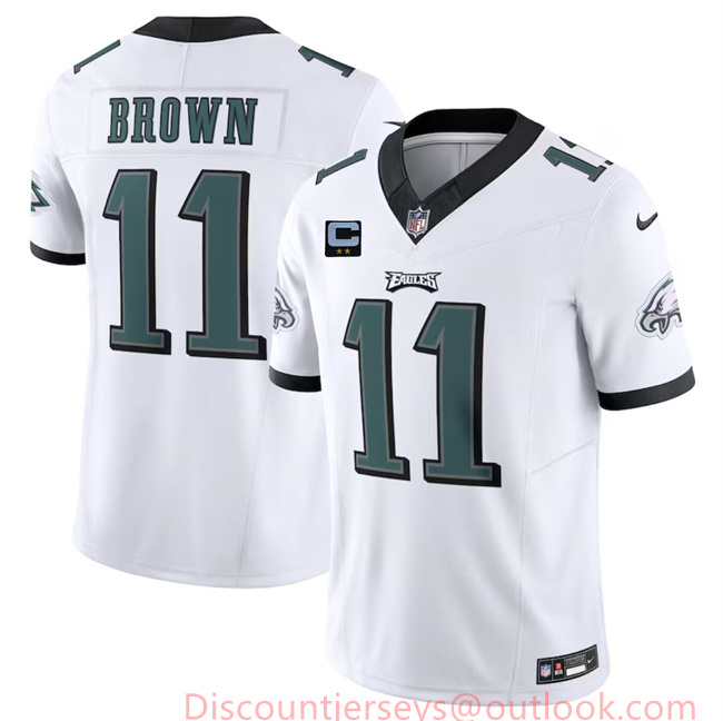 Men's Philadelphia Eagles #11 A. J. Brown White F.U.S.E With 2-Star C Patch Vapor Untouchable Limited Stitched Football Jersey