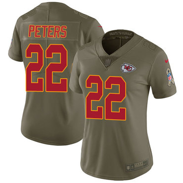 Nike Chiefs #22 Marcus Peters Olive Women's Stitched NFL Limited 2017 Salute to Service Jersey