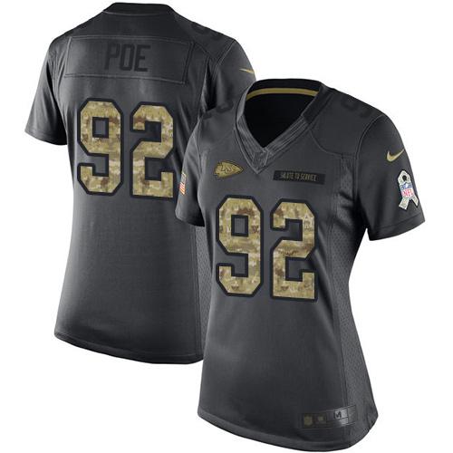 Nike Chiefs #92 Dontari Poe Black Women's Stitched NFL Limited 2016 Salute to Service Jersey