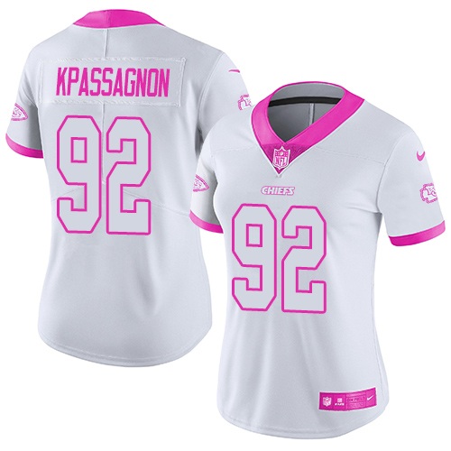 Nike Chiefs #92 Tanoh Kpassagnon White Pink Women's Stitched NFL Limited Rush Fashion Jersey