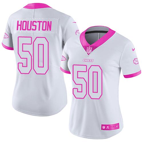 Nike Chiefs #50 Justin Houston White Pink Women's Stitched NFL Limited Rush Fashion Jersey