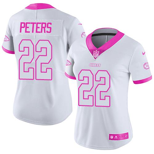 Nike Chiefs #22 Marcus Peters White Pink Women's Stitched NFL Limited Rush Fashion Jersey