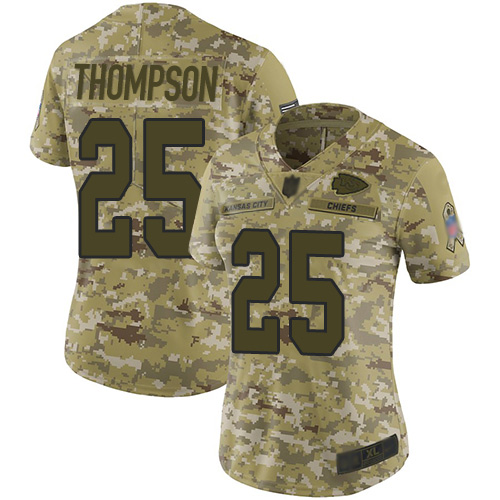 Chiefs #25 Darwin Thompson Camo Women's Stitched Football Limited 2018 Salute to Service Jersey
