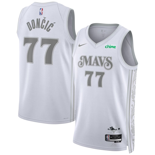 Men's Dallas Mavericks #77 Luka Don?i? White 2024 25 City Edition Stitched Basketball Jersey