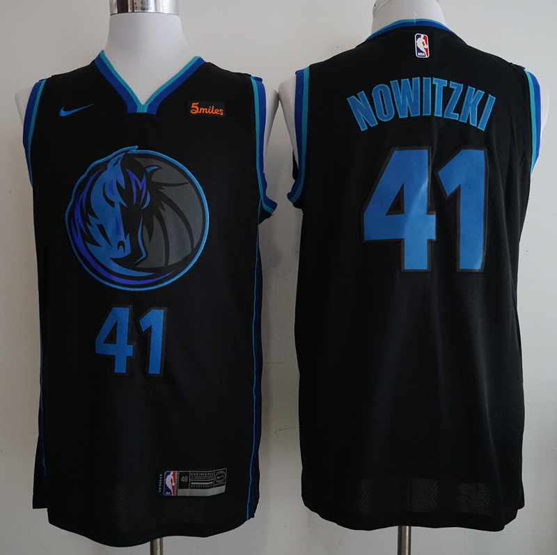 Mavericks 41 Dirk Nowitzki Black 2018-19 City Edition Nike Swingman Jersey