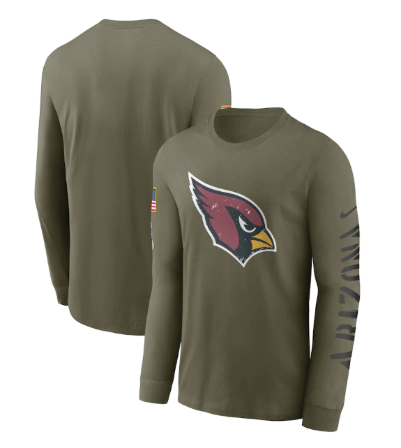 Men's Arizona Cardinals Olive 2022 Salute To Service Long Sleeve T-Shirt