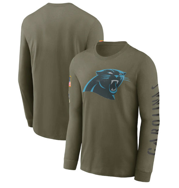 Men's Carolina Panthers Olive 2022 Salute To Service Long Sleeve T-Shirt