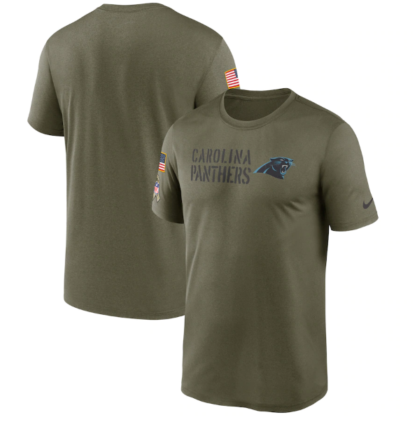 Men's Carolina Panthers Olive 2022 Salute To Service Legend Team T-Shirt